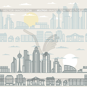 Cityscape seamless pattern with buildings - vector image