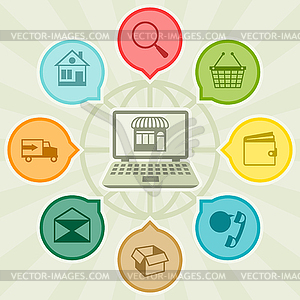 Internet shopping concept  - royalty-free vector clipart