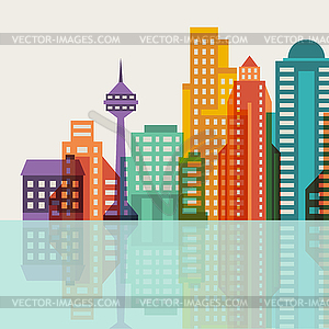 Cityscape background with buildings - vector image