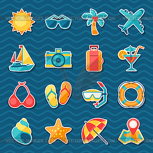 Travel and tourism sticker icon set - vector clip art