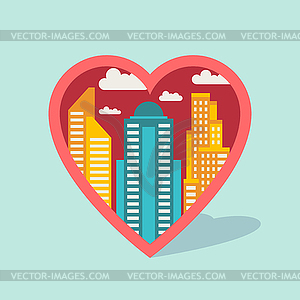 Cityscape background with buildings in shape of - vector clip art