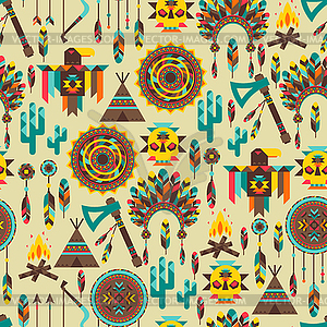 Ethnic seamless pattern in native style - vector image