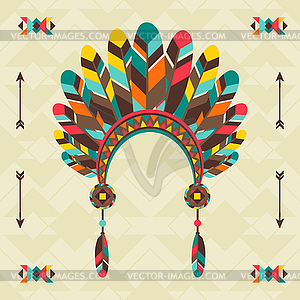 Ethnic background with headband in navajo design - vector clipart