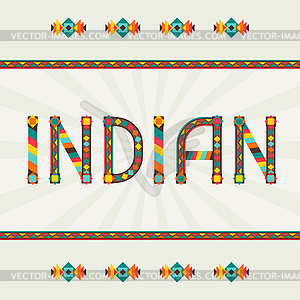 Indian. Design word with ornament - vector clipart