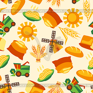 Seamless pattern with agricultural objects - vector clip art