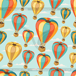 Retro seamless travel pattern of balloons - vector image