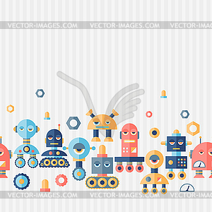 Seamless robots pattern in flat style - vector image