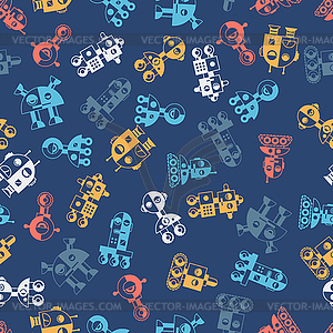 Seamless robots pattern in flat style - vector clipart