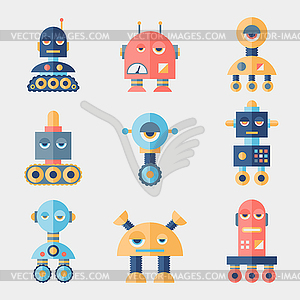 Set of robots in flat style - vector clipart / vector image