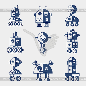 Set of robots in flat style - vector image