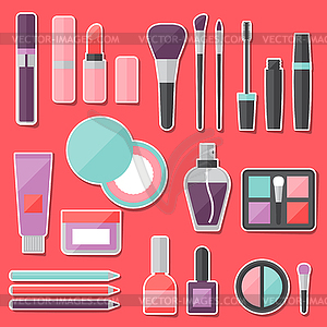 Set of colored cosmetics sticker icons - vector clip art