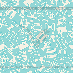 Science seamless pattern in flat design style - vector clipart