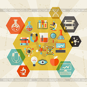 Science concept in flat design style - vector image