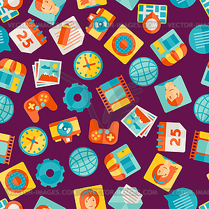 Seamless pattern with web and mobile icons - vector image