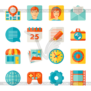 Icons web and mobile applications in flat design - vector clip art