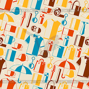 Seamless pattern with promotional gifts and - vector image