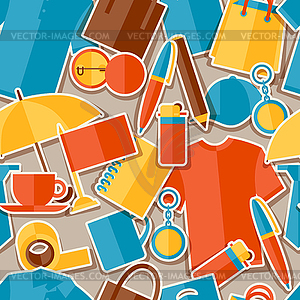 Seamless pattern with promotional gifts and - vector image