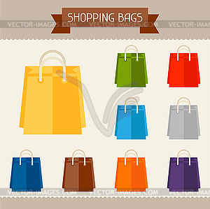 Shopping bags colored templates for your design in - vector clipart