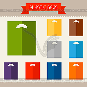 Пластиковые пакеты цветные шаблоны для вашего дизайна в - векторная графика