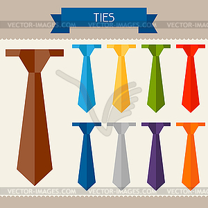 Ties colored templates for your design in flat style - vector clipart