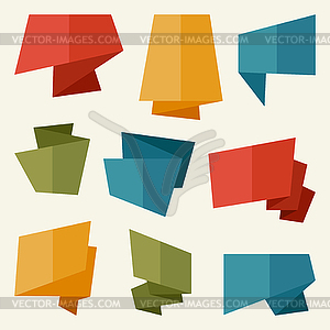 Origami banners and speech bubbles in flat design - vector image