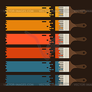 Набор кистей с цветными полосками - изображение в векторе