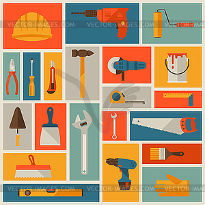 Repair and construction working tools icon set - vector image