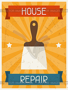 House repair. Retro poster in flat design style - vector clipart