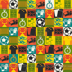 Sports seamless pattern with soccer (football) icons - vector image