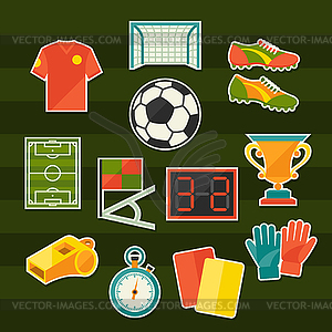 Soccer (football) sticker icon set in flat design - vector clipart