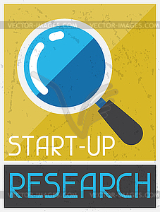 Start-up Research. Retro poster in flat design style - vector clipart