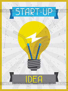 Start-up Idea. Retro poster in flat design style - vector clip art