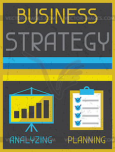 Business strategy. Retro poster in flat design style - vector image