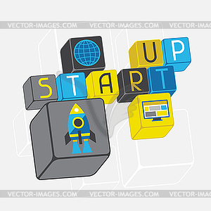 Start-up business concept in flat design style - vector clipart