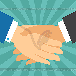 Handshake business concept in flat design style - vector clip art