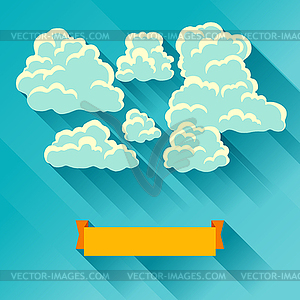 Abstract background card with sky and clouds - vector clip art