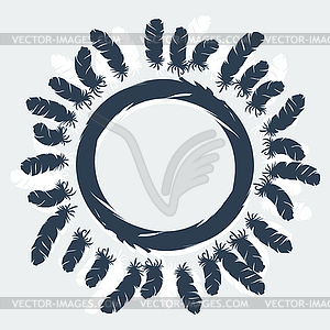 Design background with hand drawn bird feathers. - vector clip art