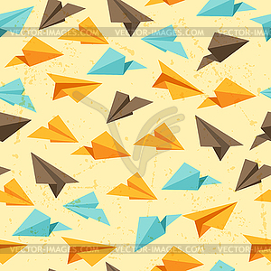 Seamless pattern of paper planes in flat design - vector clipart / vector image