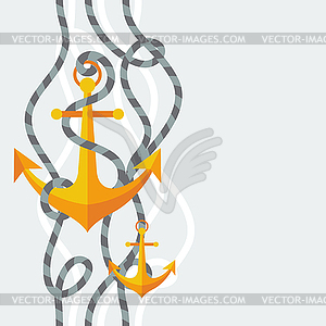 Морской бесшовный фон с якорей и веревки - изображение в векторном формате