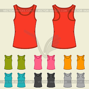 Set of templates colored singlets for women - vector image