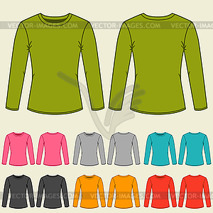 Set of templates colored sweatshirts for women - vector clip art