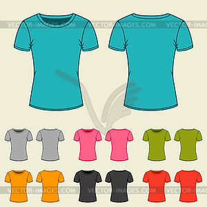 Set of templates colored t-shirts for women - vector image