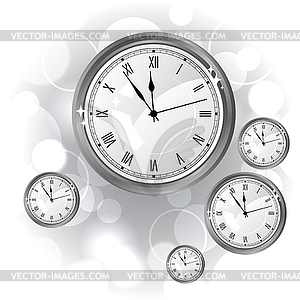 Stylish background with silver glossy watches - vector clipart