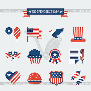 United States of America Independence Day icon set - vector clip art