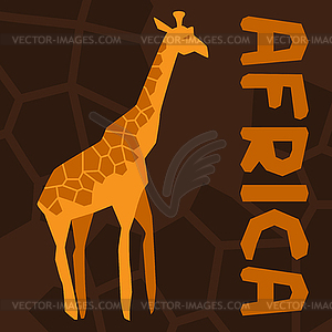 Африканский этнический фон с жирафом - рисунок в векторе