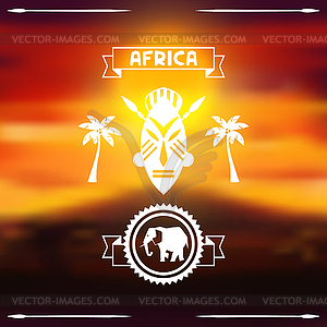 Африканский этнический фон на вечерней саванне - иллюстрация в векторном формате
