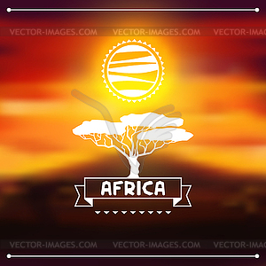 African ethnic background on evening savanna - vector clipart