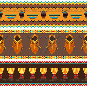 Ethnic african abstract geometric seamless fabric - vector clipart