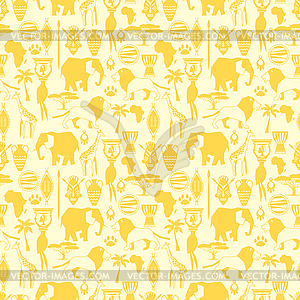 African ethnic seamless pattern with stylized icons - vector clip art