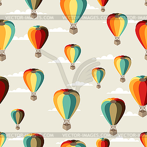 Seamless travel pattern of hot air balloons - vector image